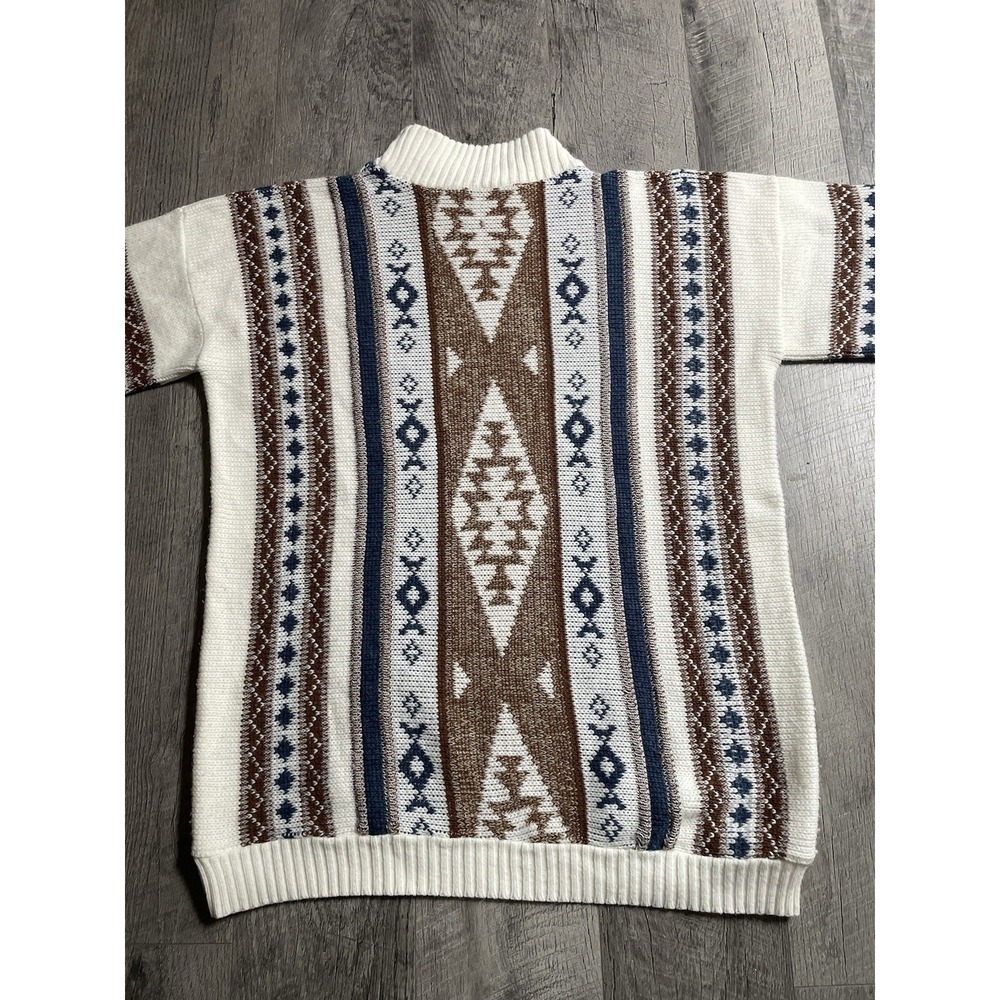 Vintage 80's Clifton Place Sweater Size XL White Bohemian Aztec Made in USA - Picture 3 of 9